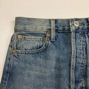 Re/Done | Skirts | Redone 5 Pocket Worksman Blue Wash Frayfringe Hem ...